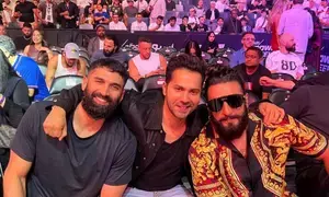 Varun Dhawan enjoys UFC night with his ‘boys’, Ranveer Singh, Aditya Roy Kapur