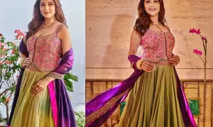 M. F. Husains muse Madhuri pays homage to the legendary painter in  her abode