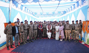 Governor Lakshman Prasad Acharya celebrates Diwali with CRPF jawans in Manipur