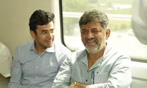 In rare bonhomie, Shivakumar & Tejasvi Surya inspect trial metro service in Ktaka