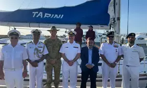 Sailing vessel INSV Tarini arrives at Fremantle in Australia