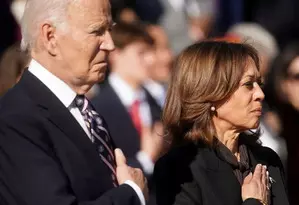 Harris appears with Biden for first time since conceding election