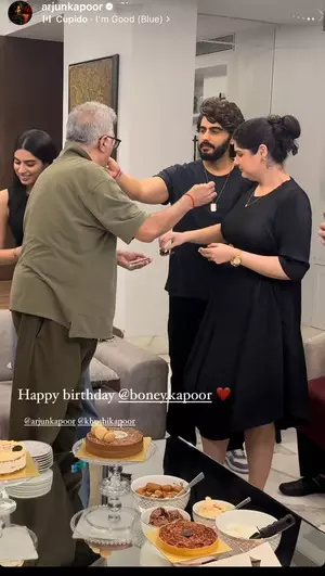 Boney Kapoor celebrates 69th b’day with kids Arjun, Anshul and Khushi, Janhvi gives a miss Boney Kapoor celebrates 69th b’day with kids Arjun, Anshul and Khushi, Janhvi gives a miss