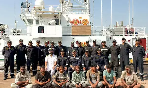 Indian Coast Guard Rescues 7 Fishermen from Pakistani Ships Arrest Attempt