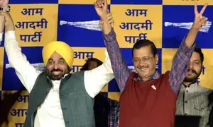 AAP celebrate Punjab wins, Kejriwal greets newly elected MLAs