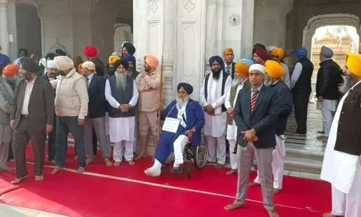 Sukhbir Badal Takes Gatekeeper Duty at Golden Temple as Religious Punishment by Sri Akal Takht Sahib Sukhbir Badal Takes Gatekeeper Duty at Golden Temple as Religious Punishment by Sri Akal Takht Sahib