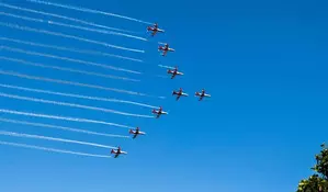 IAFs Suryakiran Aerobatic Team dazzles Hyderabad skies