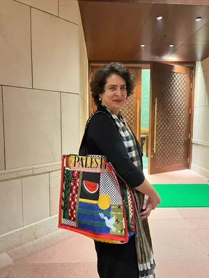 Priyankas Palestine handbag in Parliament draws criticism from Naqvi and Anurag Thakur