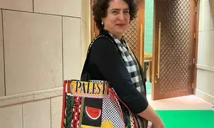 Priyankas Palestine handbag in Parliament draws criticism from Naqvi and Anurag Thakur