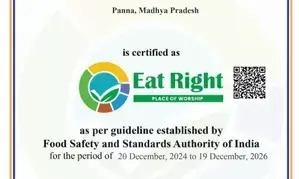 MPs Jugal Kishore temple receives certificate of Eat Right Place of Worship by FSSAI 
