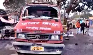 Shops gutted in MP blaze; firefighting vehicle vandalised for turning up late