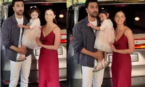 Alia and Ranbirs little Raha gives a sweet kiss to the camera at the  special family gathering