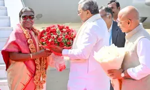 Prez Murmu in Ktaka for NIMHANS golden jubilee; CM Siddaramaiah extends warm welcome
