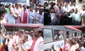 Bus fare hike: K’taka BJP gives roses to male passengers in protest