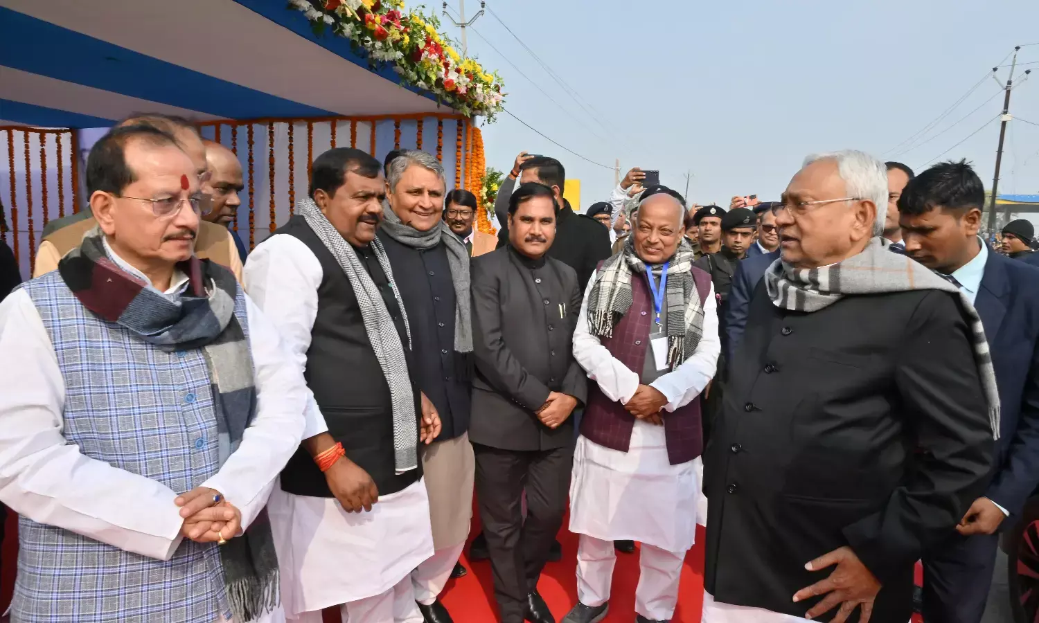 CM Nitish Kumar Inspects Proposed Mirganj Bypass and Road Projects During Pragati Yatra