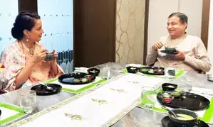 Kangana Ranaut enjoys Sunday breakfast with Nitin Gadkari