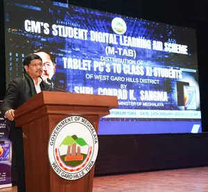 Meghalaya CM distributes tablets to students in West Garo Hills Meghalaya CM distributes tablets to students in West Garo Hills