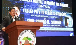 Meghalaya CM distributes tablets to students in West Garo Hills