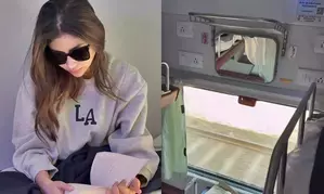 Mouni Roy enjoys a train ride after ages