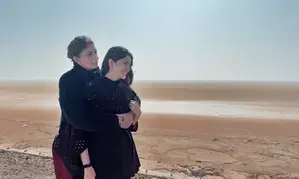 Bachchan gilrs travels in the endless white of salt desert