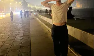 Chris Martin seen exploring Mumbai at iconic Marine Drive