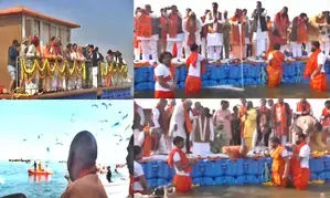 CM Yogi, his ministers take holy dip at Triveni Sangam