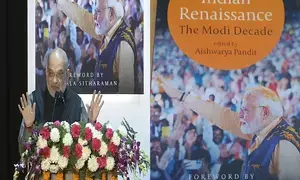 Home Minister Amit Shah releases Indian Renaissance: The Modi Decade book in New Delhi