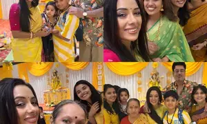 Rupali Ganguly wears her favorite colour outfit on Basant Panchami Rupali Ganguly wears her favorite colour outfit on Basant Panchami