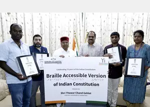 Braille version of Indian Constitution launched in Bluru for visually challenged Braille version of Indian Constitution launched in Bluru for visually challenged