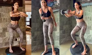 Shilpa Shetty shows how to achieve balance with Bosu ball workout Shilpa Shetty shows how to achieve balance with Bosu ball workout