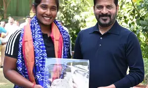 Telangana CM announces Rs 1 crore reward for Trisha, 10 lakhs each to Dhruthi, head coach Nooshin