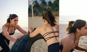 Sharvari shares a glimpse of her beach workout with tire-training