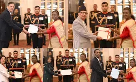 Ambassadors and HCs of Cambodia, Maldives, Somalia, Cuba and Nepal present credentials to President Murmu
