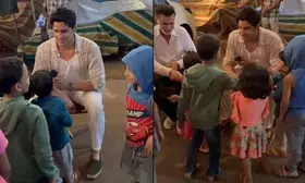 Sidharth Malhotra enjoys playful moments with tiny tots on the sets of ‘Param Sundari’