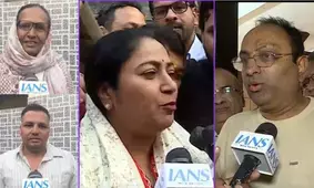 Delhi CM designate Rekha Gupta’s family at Ramlila Maidan for swearing-in ceremony