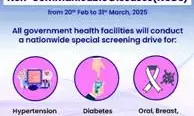 Health Ministry launches screening drive against high BP, diabetes, cancer in adults