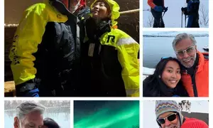 Milind Soman enjoys the Nothern Lights with wife Ankita Konwar