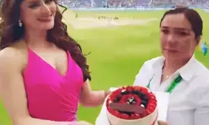 Urvashi Rautela gets an early birthday surprise during the IND Vs PAK Champions Trophy