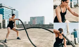 Sharvari prepares for Alpha with intense battle ropes training
