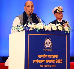 Rajnath Singh hails Coast Guards fight against piracy, awards 32 personnel Rajnath Singh hails Coast Guards fight against piracy, awards 32 personnel