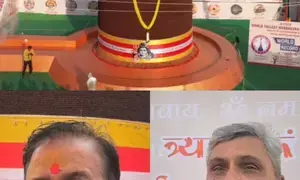 Maha Shivaratri celebrations kick off in Gujarats Valsad with installation of 36-foot tall Rudraksha shivling