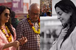 Juhi Chawla takes divine dip at Maha Kumbh: A journey of faith Juhi Chawla takes divine dip at Maha Kumbh: A journey of faith