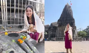 Shehnaaz Gill seeks blessings at Trimbakeshwar Temple on Maha Shivratri