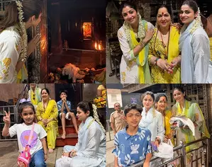 Shilpa, Shamita Shetty offer prayers at Shri Durgaparameshwari Temple Shilpa, Shamita Shetty offer prayers at Shri Durgaparameshwari Temple