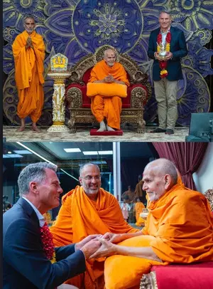 Australias Deputy PM meets Mahant Swami Maharaj at BAPS temple in Melbourne