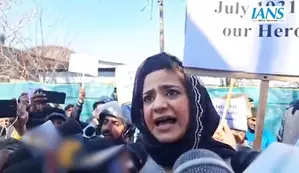 PDP stages protest against BJP over July 13 holiday remark issue PDP stages protest against BJP over July 13 holiday remark issue