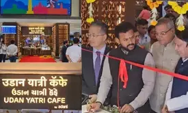 Union Minister Ram Mohan Naidu inaugurates Udaan Yatri Cafe at Ahmedabad airport