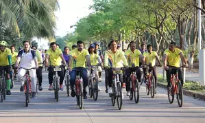 Ministers, athletes join Mandaviya in cycle rally to mark International Women’s Day