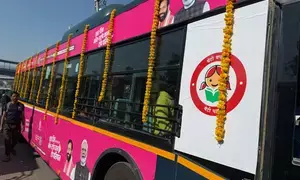 Gurugram: GMCBL flags off ‘Pink Buses’ on Women’s Day