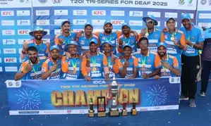 India clinch Tri-series for Deaf with 7-wicket win over Australia India clinch Tri-series for Deaf with 7-wicket win over Australia